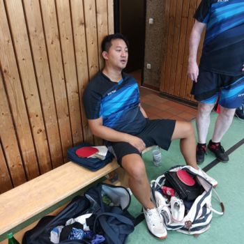 So anstrengend kann Tischtennis sein. Gilbert Sunico nach überragender Leistung.
